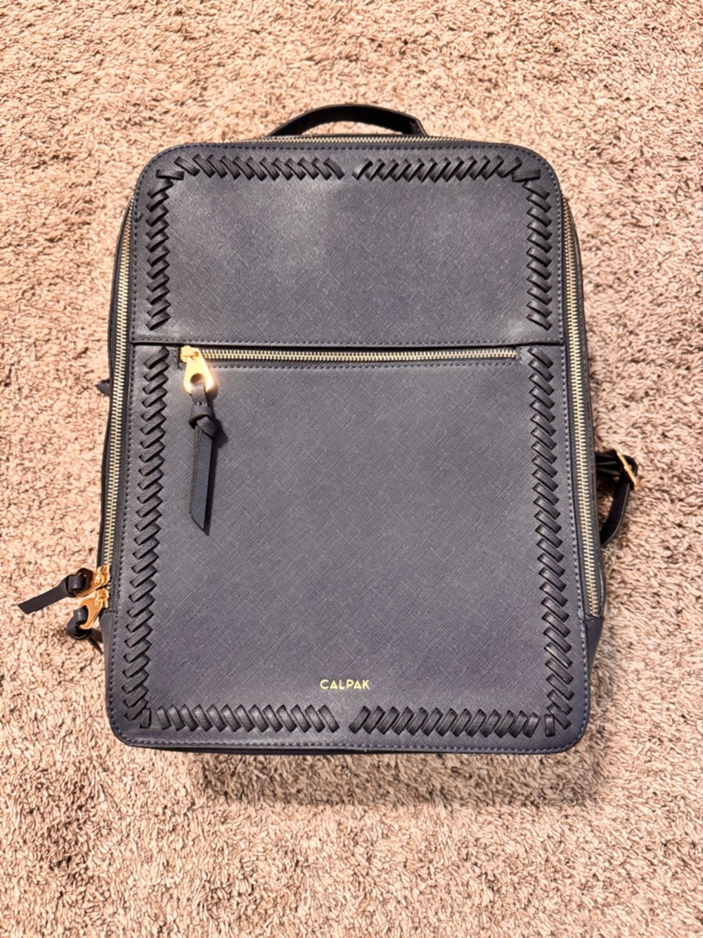 Calpak Navy Blue Backpack with Gold Hardware